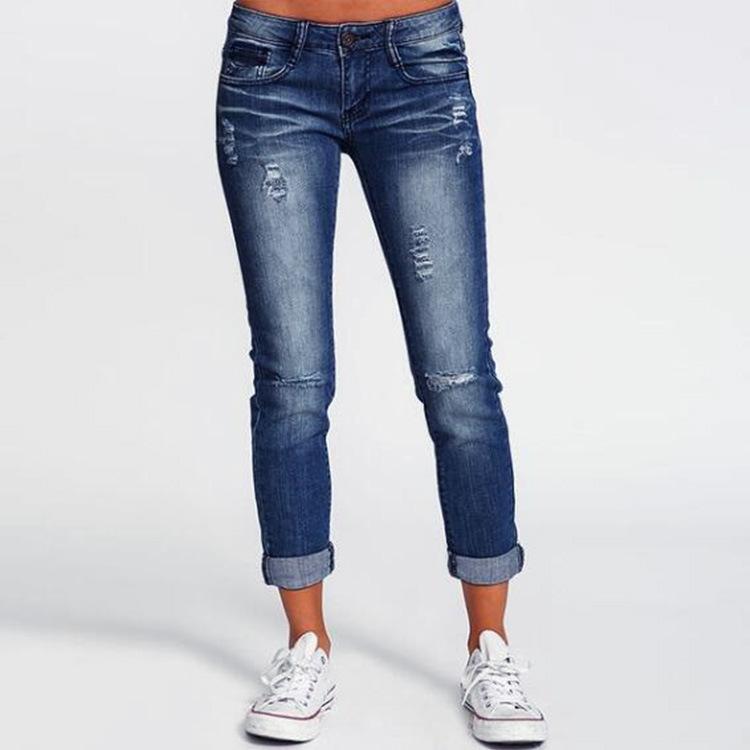 Mid Rise Light Wash Knee Ripped Cropped Jeans Mssaz Desses