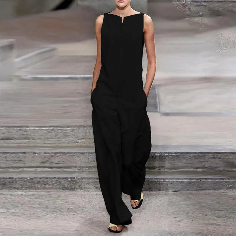 Elegant Long Pant Cotton Jumpsuit Mssza
