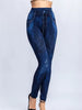 Casual Geometric Faux Denim Knitted Pencil Pants Gym Leggins Mssza
