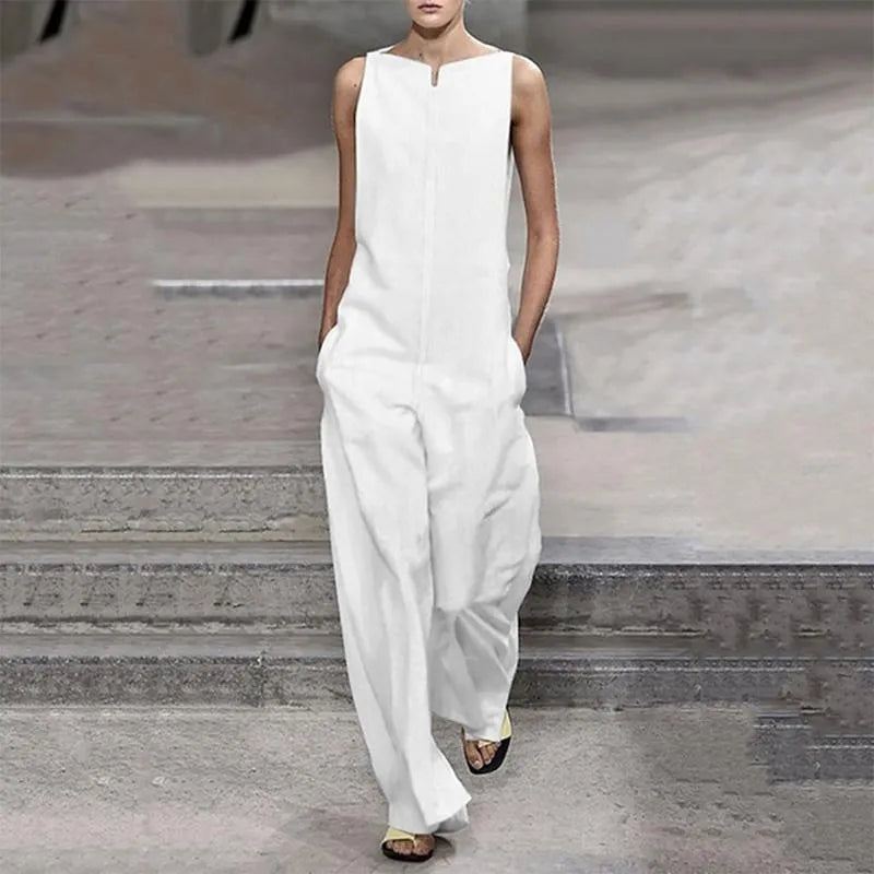 Elegant Long Pant Cotton Jumpsuit Mssza