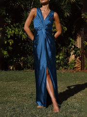 Deep V Sleeveless Backless Dress Mssaz Desses