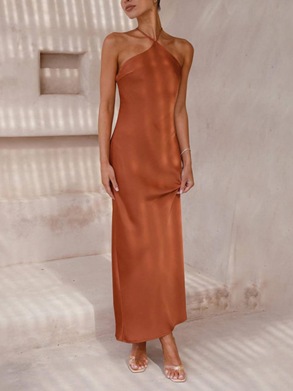 Unique Neckless Backless Maxi Dresses Mssaz Desses