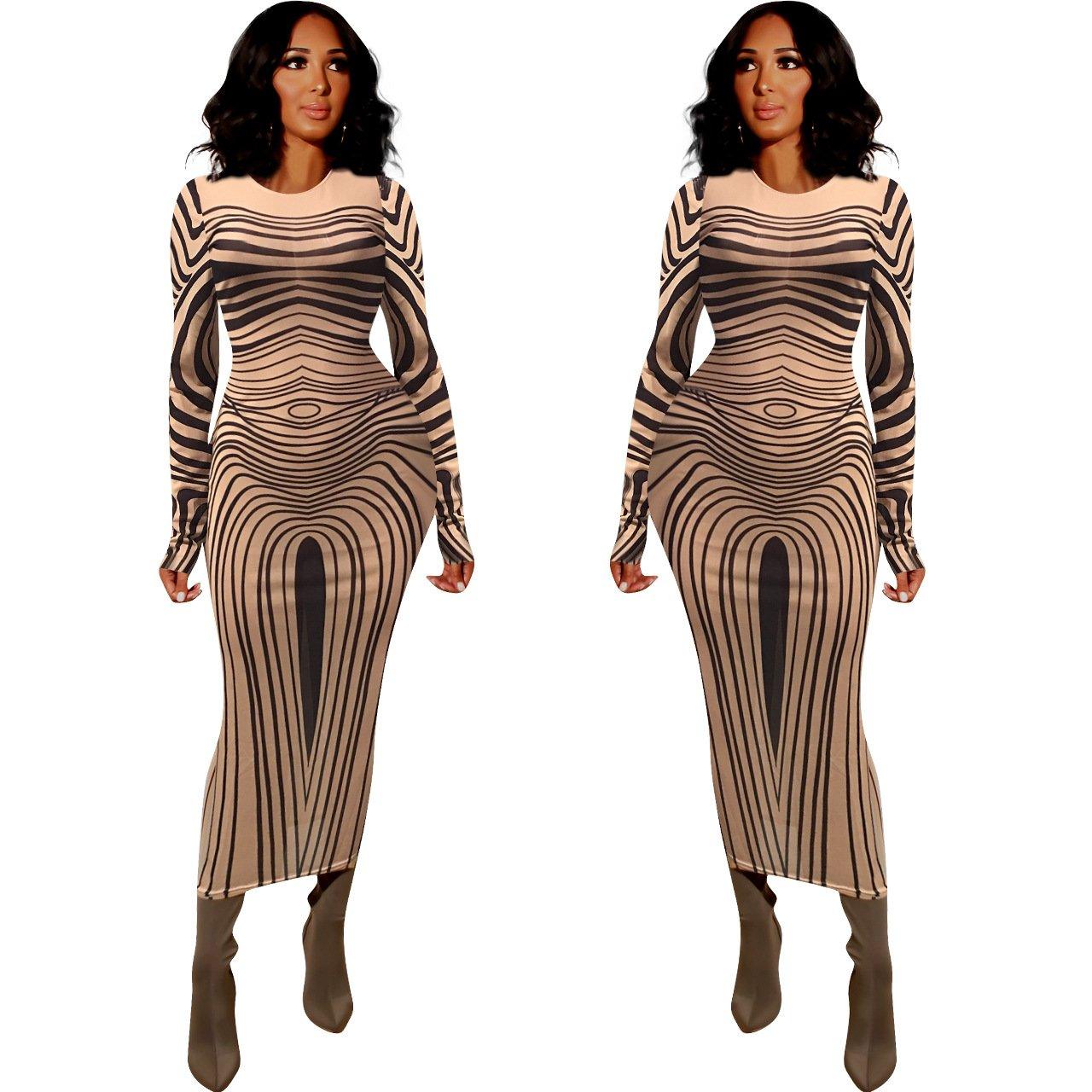 Long sleeve mesh sheer party dress Mssaz Desses