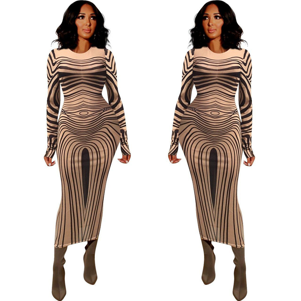Long sleeve mesh sheer party dress Mssaz Desses
