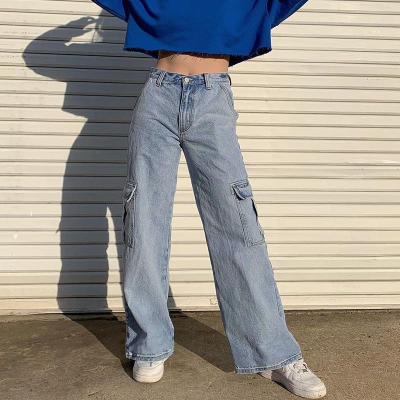 mid rise cargo jeans loose fit baggy jeans Mssaz Desses