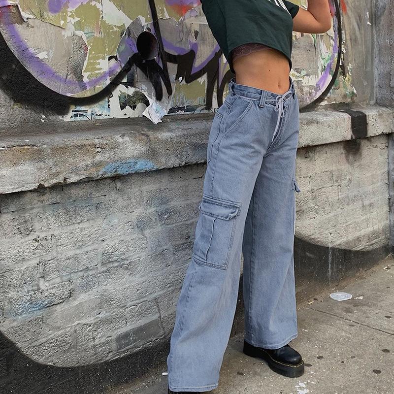 mid rise cargo jeans loose fit baggy jeans Mssaz Desses