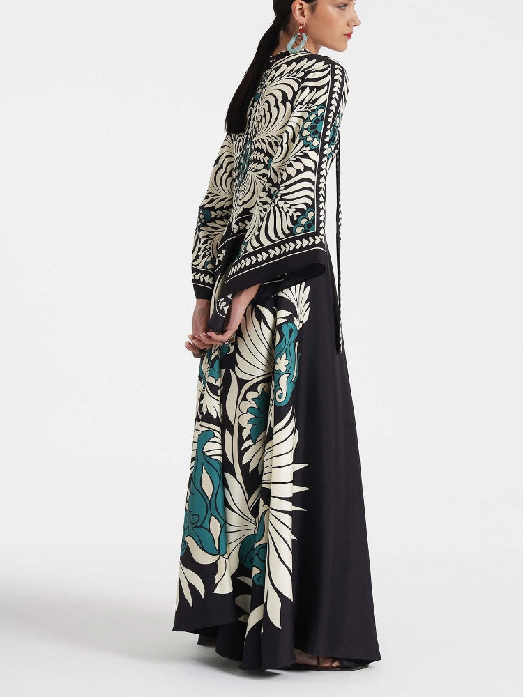 Magnifico Printed Maxi Dress Black Mssaz Desses