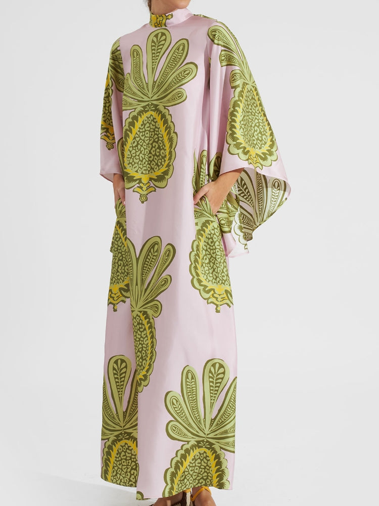 Pink Floral 3/4 Sleeve Dress Mssaz Desses
