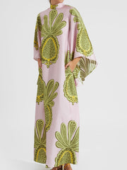 Pink Floral 3/4 Sleeve Dress Mssaz Desses