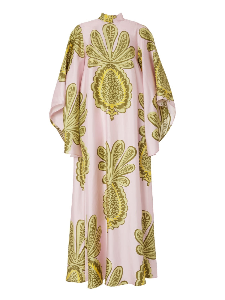 Pink Floral 3/4 Sleeve Dress Mssaz Desses