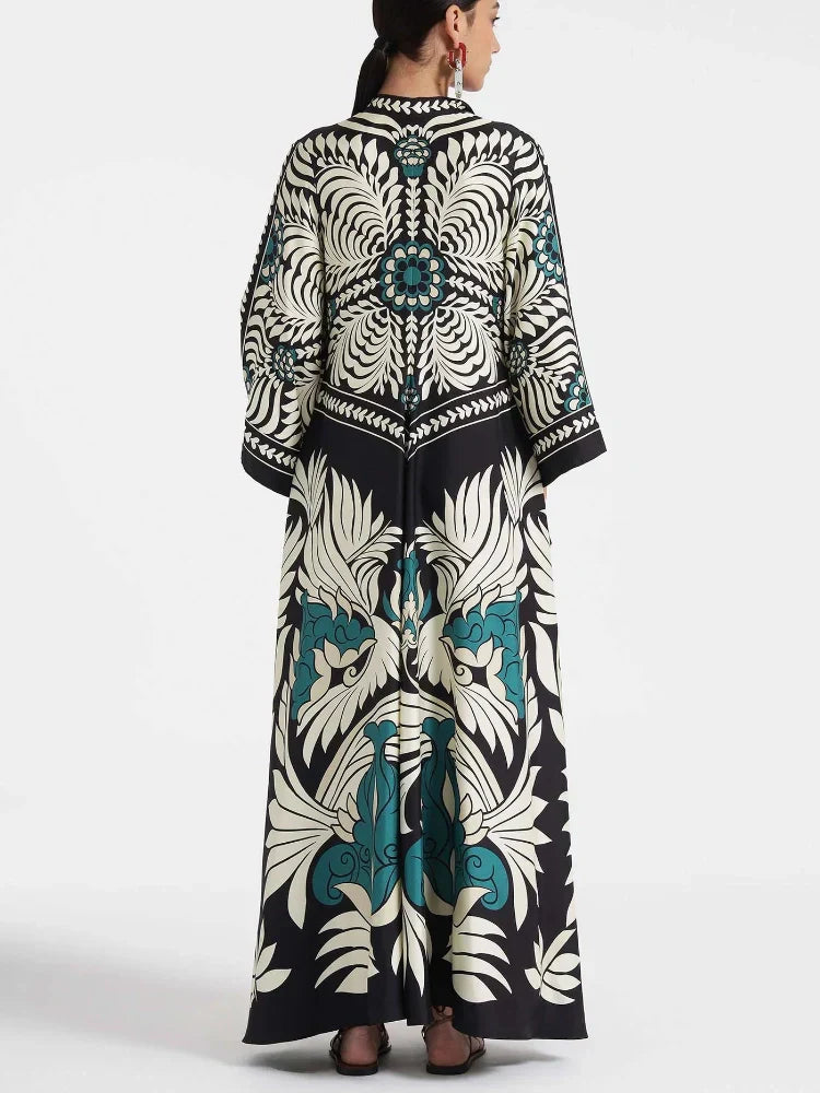 Magnifico Printed Maxi Dress Black Mssaz Desses