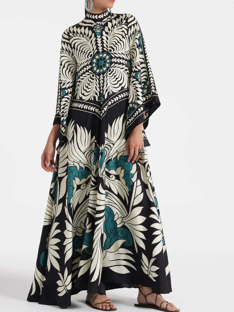 Magnifico Printed Maxi Dress Black Mssaz Desses
