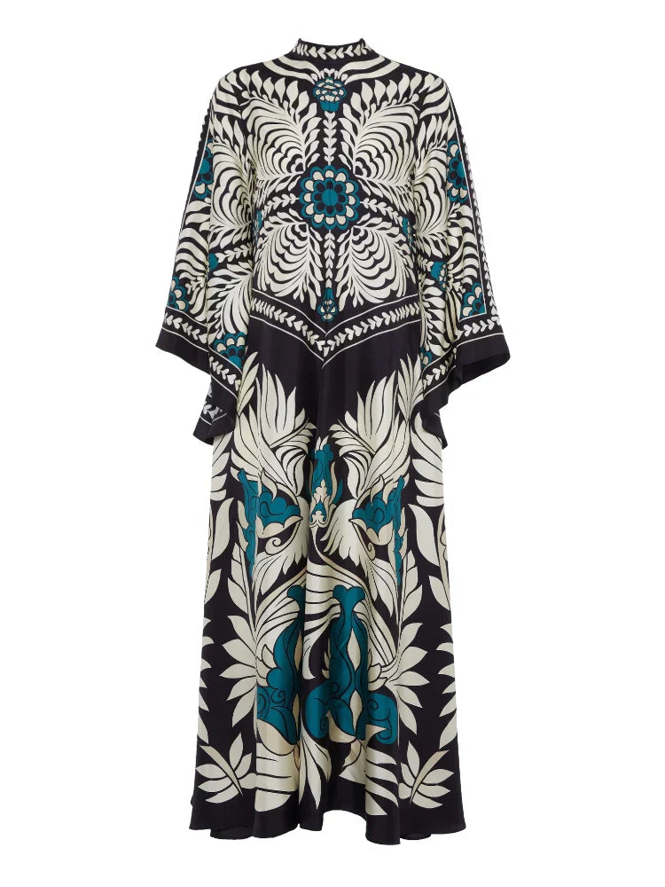 Magnifico Printed Maxi Dress Black Mssaz Desses