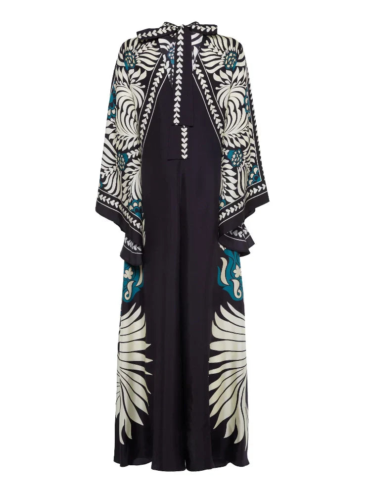 Magnifico Printed Maxi Dress Black Mssaz Desses