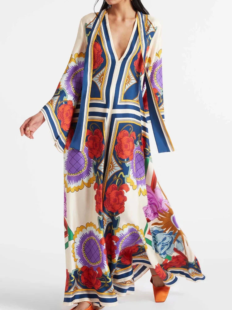 Magnifico Printed Maxi Dress Rust Mssaz Desses