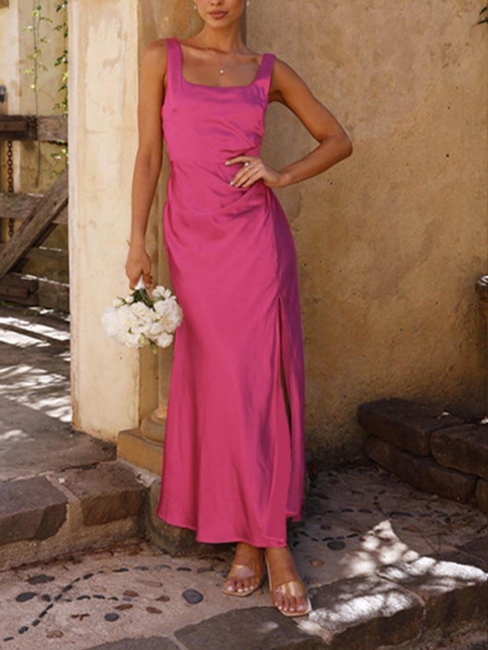 Halter Satin Bridesmaid Prom Maxi Dresses Mssaz Desses