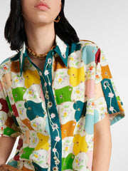 Fashionable Graffiti Print Shirt Shorts Set Mssaz Desses