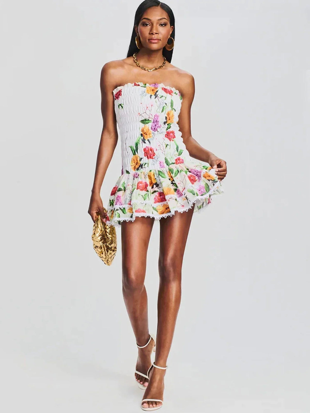 Ruched Stretch Bustier Lace-Trim Mini Dress Mssaz Desses