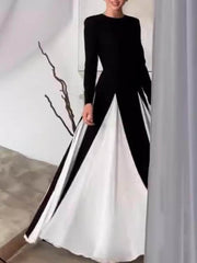 Glam Elegant Panelled Tulle Long Sleeve A-line Maxi Dress Mssaz Desses