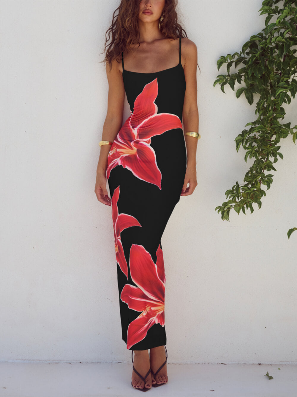 Unforgettable Abstract Floral Print Maxi Dress Mssaz Desses