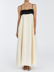 Loose Suspender Black And White Patchwork Maxi Dress Mssaz Desses