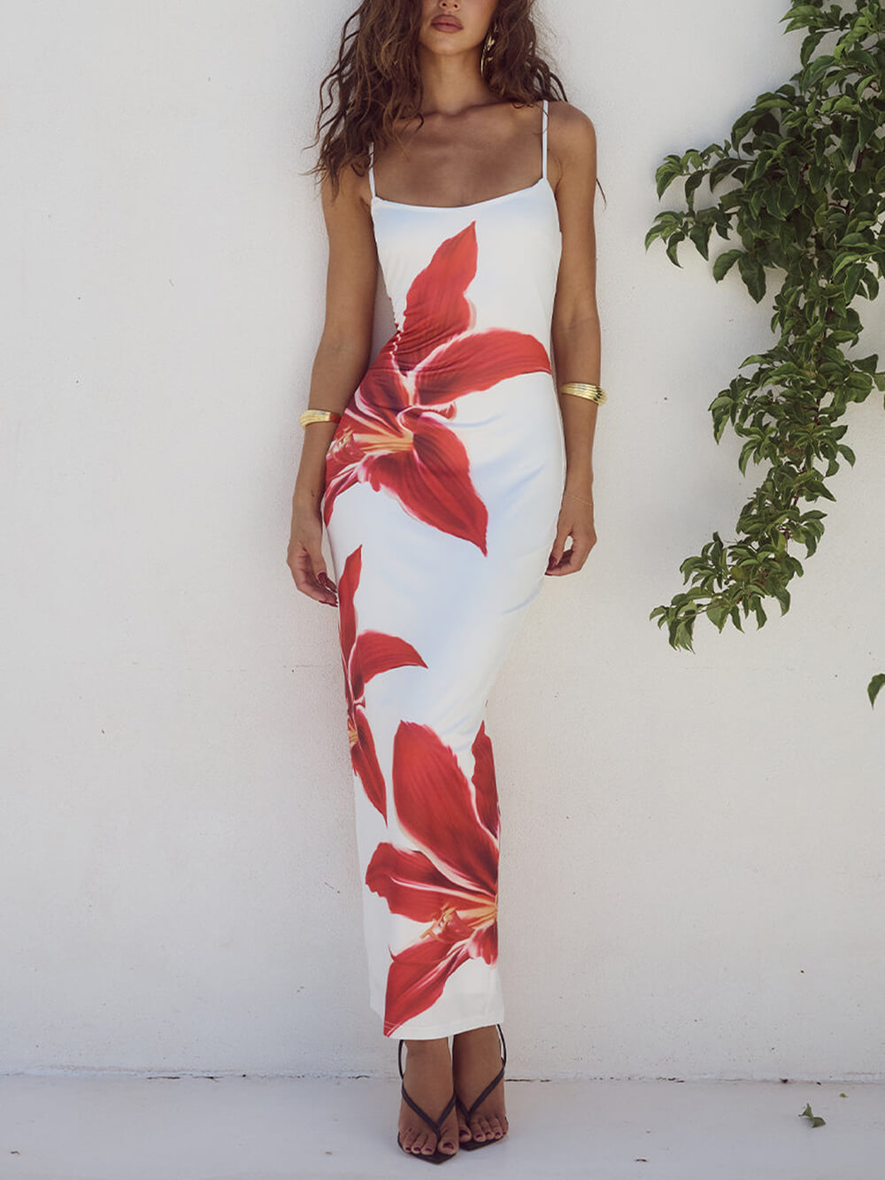 Unforgettable Abstract Floral Print Maxi Dress Mssaz Desses