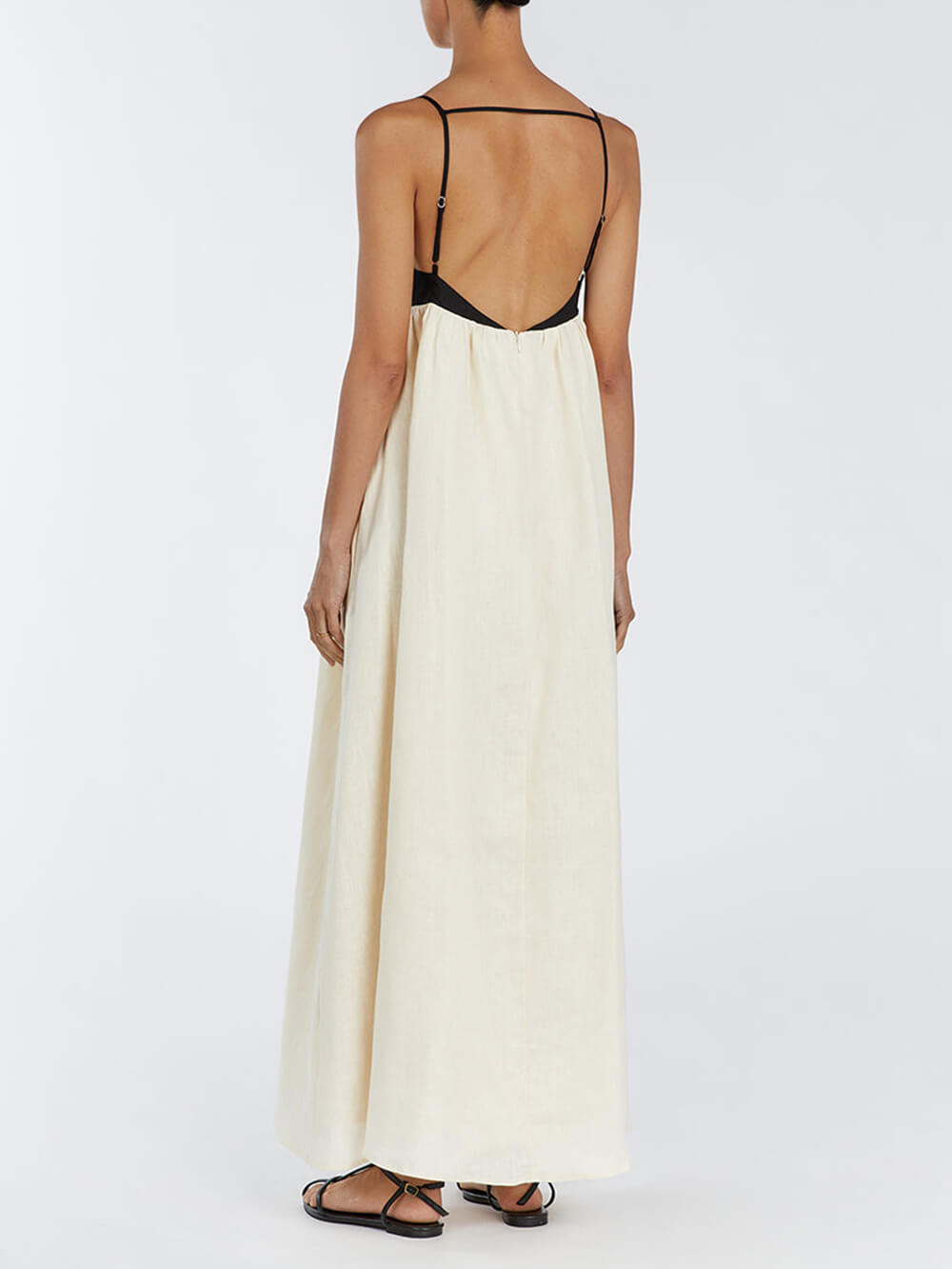 Loose Suspender Black And White Patchwork Maxi Dress Mssaz Desses