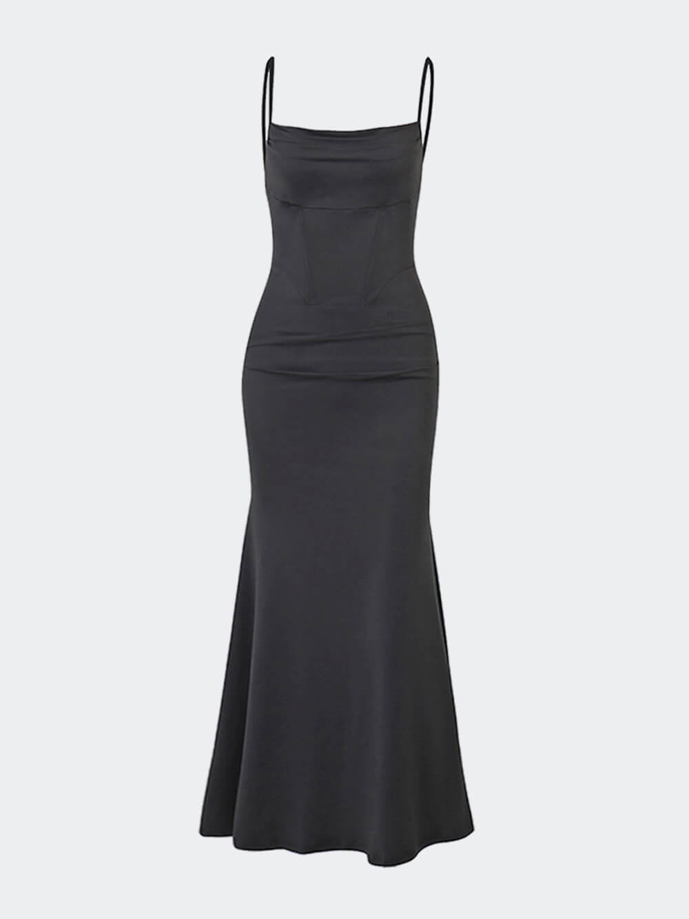 Square Neck Ruched Corset Fishtail Evening Maxi Dress Mssaz Desses