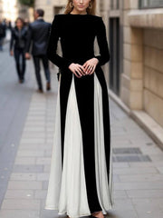 Glam Elegant Panelled Tulle Long Sleeve A-line Maxi Dress Mssaz Desses