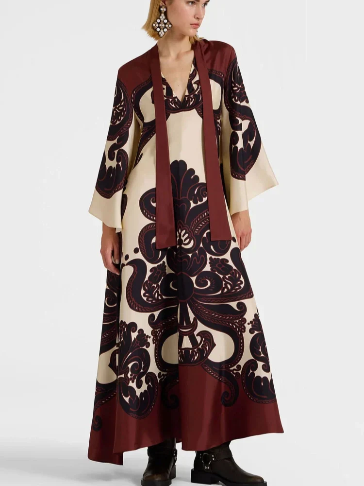 Grenadilla Print Satin Dress Mssaz Desses