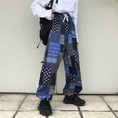Korean retro stitching loose casual straight-leg pants Mssza