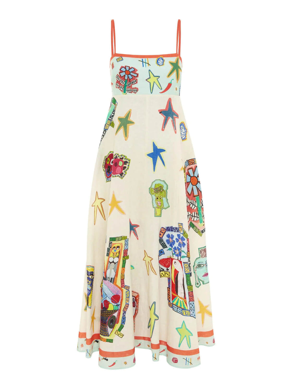 Unique Graffiti Print Suspenders Long Swing Maxi Dress Mssaz Desses