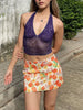 Casual Asymmetrical Flower Print Culotes Street Hottie Trend Sequins Skirts Mssza