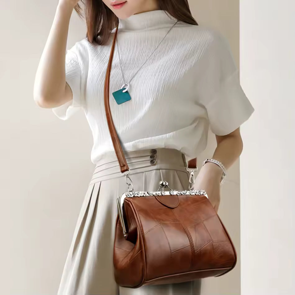Casual Plaid Hasp Hight Capacity Leather Shoulder Clutch Bags Mssza