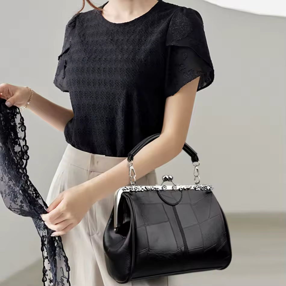 Casual Plaid Hasp Hight Capacity Leather Shoulder Clutch Bags Mssza