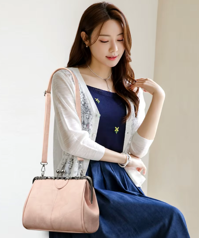 Casual Plaid Hasp Hight Capacity Leather Shoulder Clutch Bags Mssza