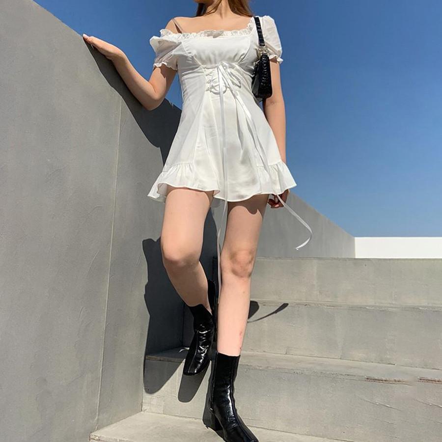 elegant bow white female mini dress Mssaz Desses