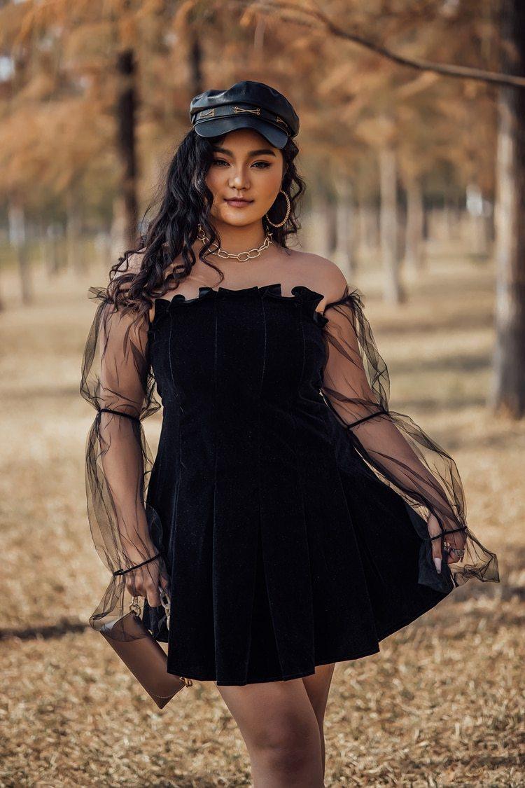 Off Shoulder Lantern Sleeve Mini Dress Mssaz Desses