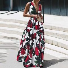 Trendy Sleeveless Deep V Neck Full Length Prom Dresses Mssaz Desses