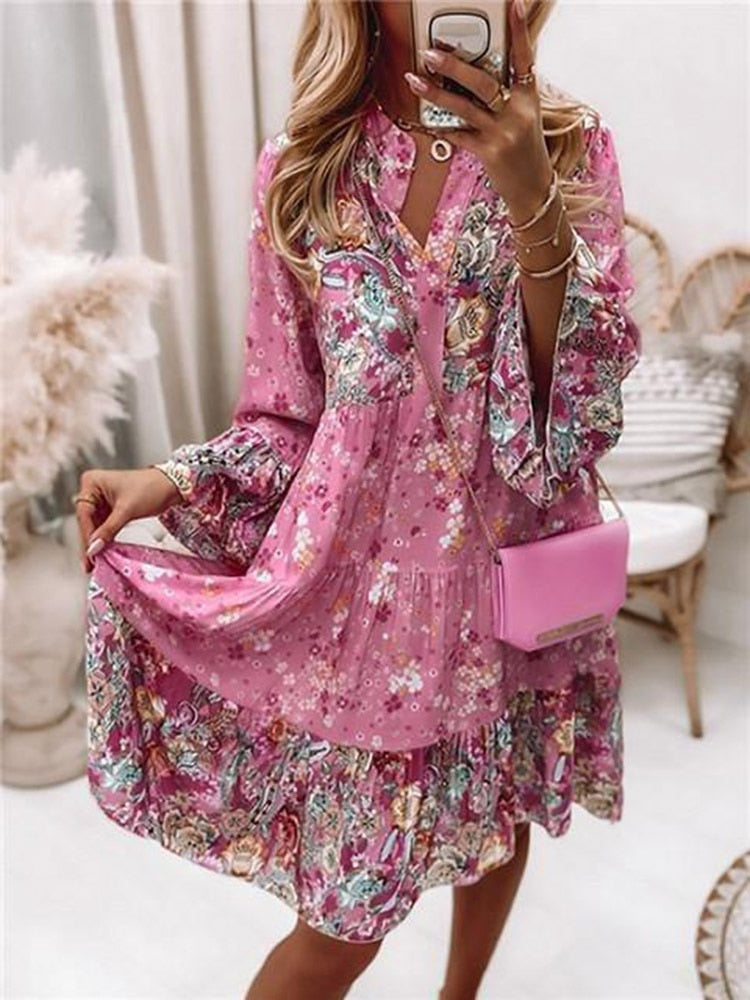 Elegant Pleated Long Sleeve Casual Dresses Mssaz Desses