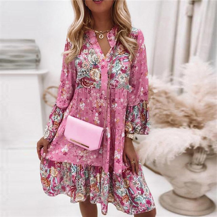 Elegant Pleated Long Sleeve Casual Dresses Mssaz Desses