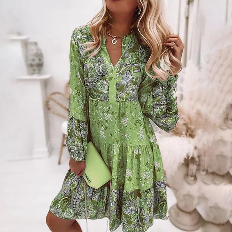 Elegant Pleated Long Sleeve Casual Dresses Mssaz Desses