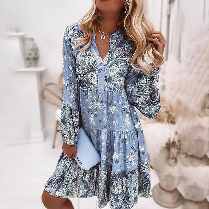 Elegant Pleated Long Sleeve Casual Dresses Mssaz Desses