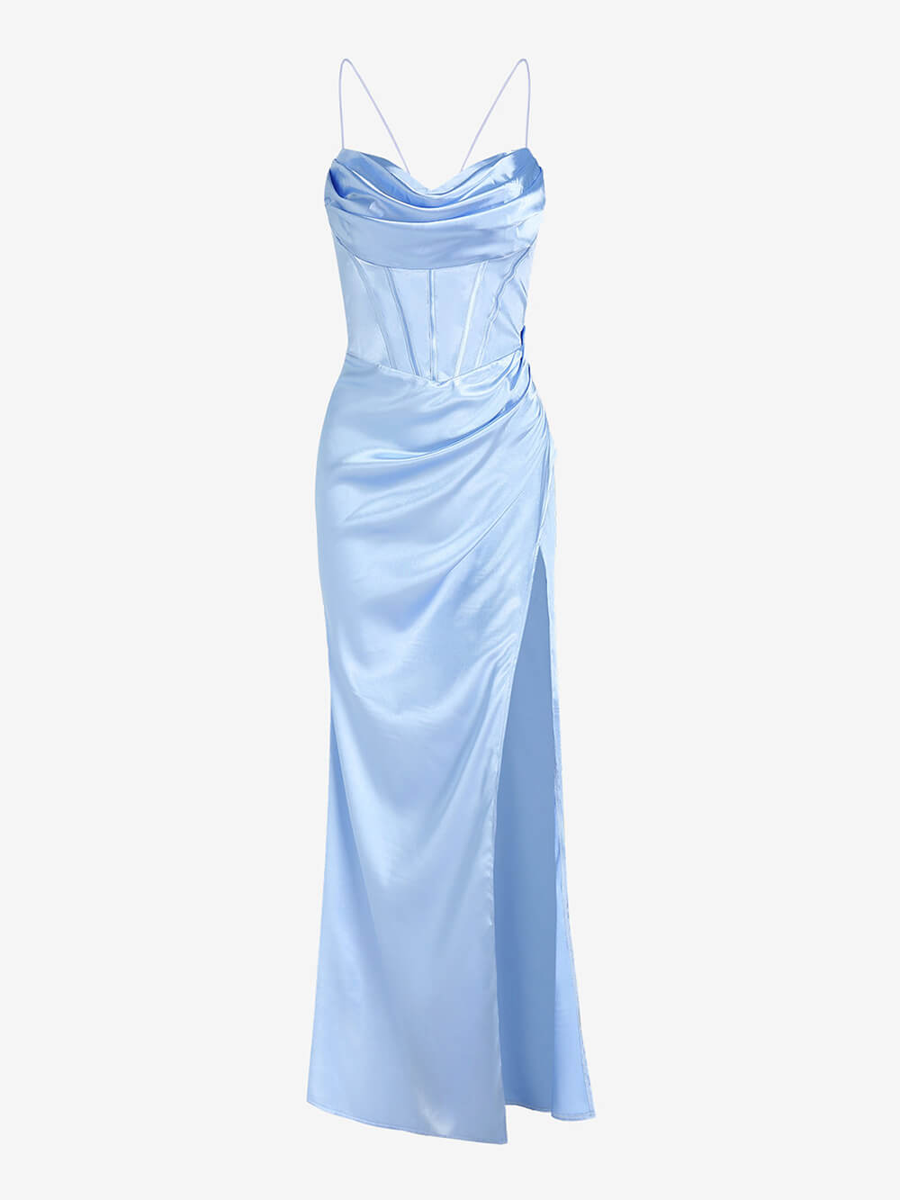 Fitted Satin Maxi Dress Mssaz Desses