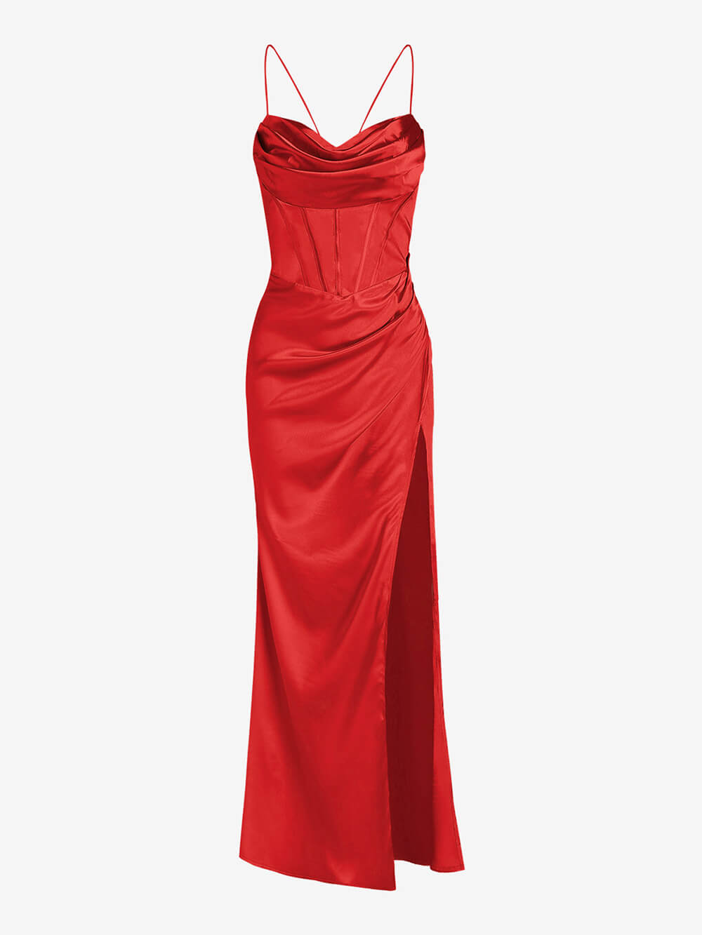 Fitted Satin Maxi Dress Mssaz Desses