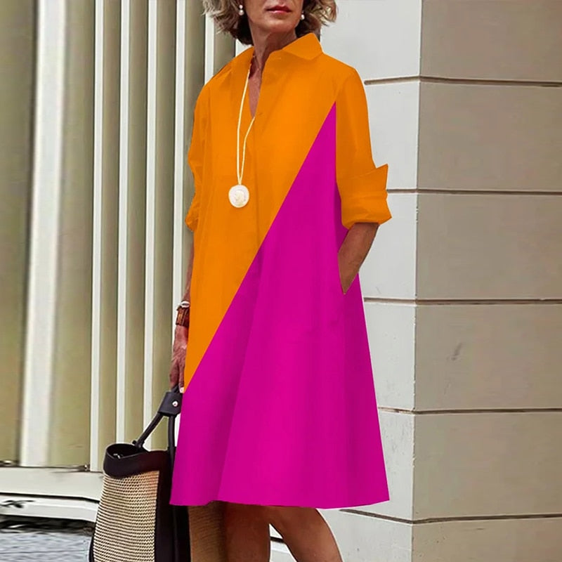 Shirt Dress Bohemian Long Sleeve Printed Dress Mssaz Desses