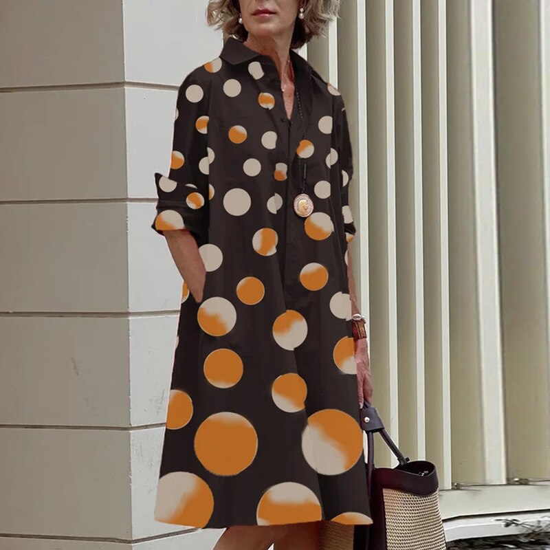 Shirt Dress Bohemian Long Sleeve Printed Dress Mssaz Desses