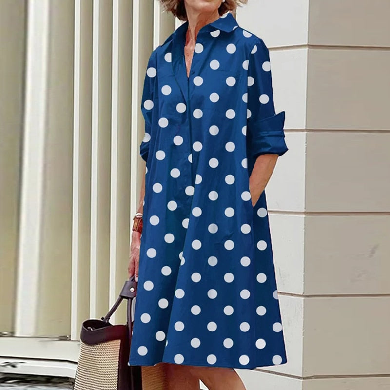 Shirt Dress Bohemian Long Sleeve Printed Dress Mssaz Desses