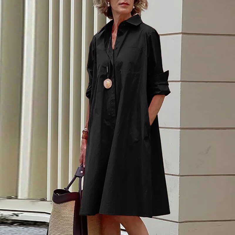 Shirt Dress Bohemian Long Sleeve Printed Dress Mssaz Desses