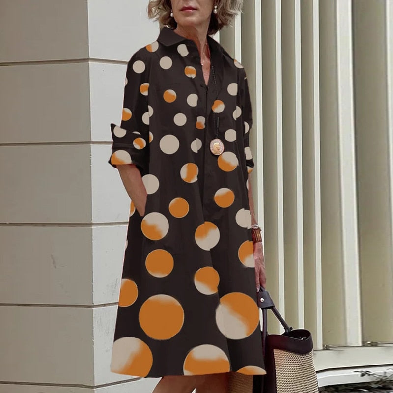 Shirt Dress Bohemian Long Sleeve Printed Dress Mssaz Desses